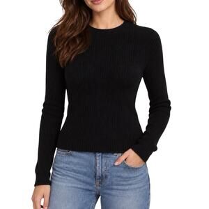 Vince Slim Ribbed Crew Cashmere Lightweight Sweater Dark Navy Blue Luxury Small